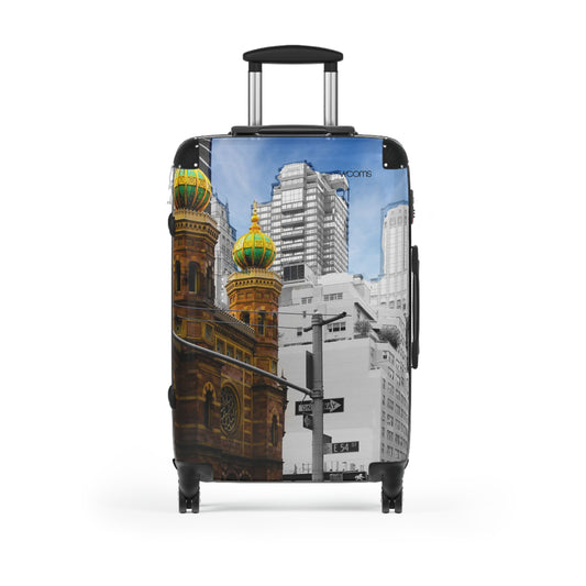 Cityscape Carry-On Suitcase — Vintage Church & Modern Skyline Travel Luggage