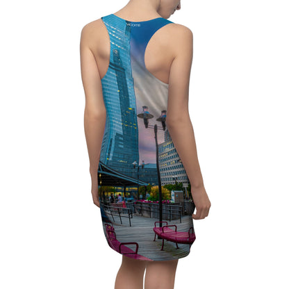 J Owen Grundy Park Skyline Racerback Dress — City Park to Glass Skyscraper Print