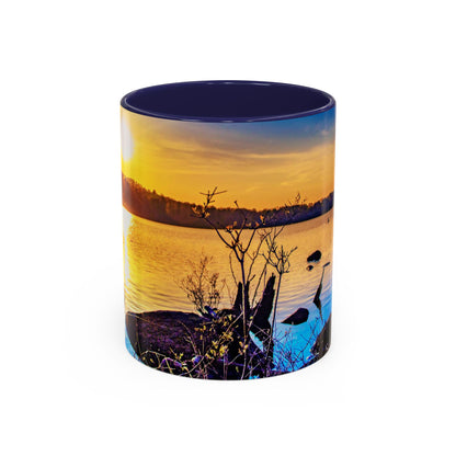 Two Tones, 11oz Accent, Ceramic Coffe Mug with Elegant High-Res, Full Color Natural Landscape Image.