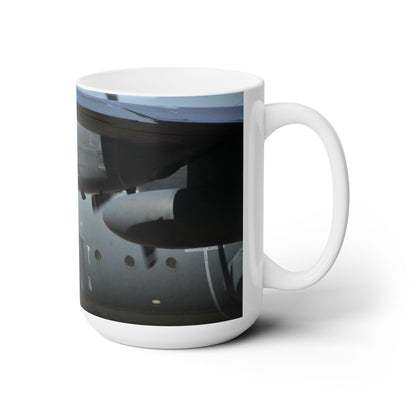 Elegant 15oz Ceramic Coffee Mug printed with a beautiful image of a C-130 Hercules.