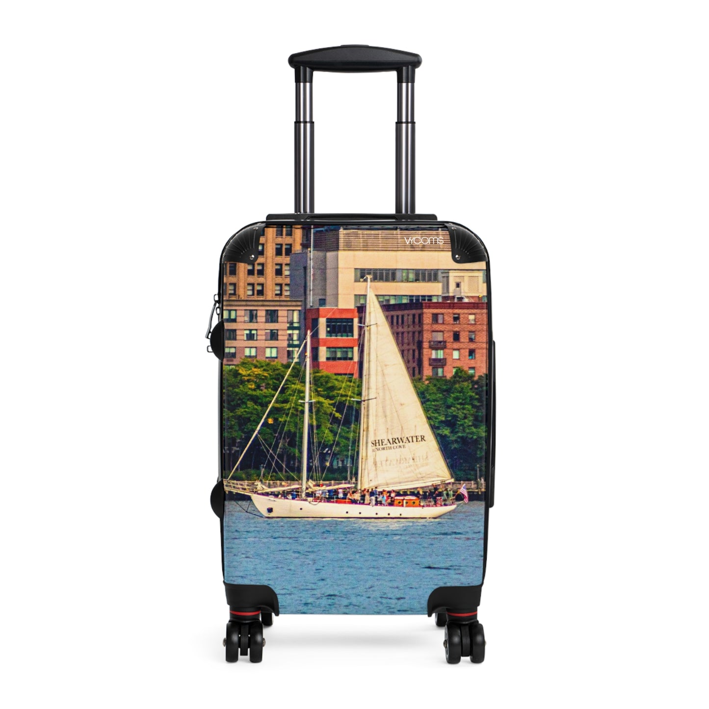 Sailboat Harbor Carry-On Suitcase — Nautical Travel Luggage with City Marina Print