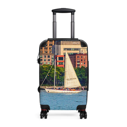 Sailboat Harbor Carry-On Suitcase — Nautical Travel Luggage with City Marina Print