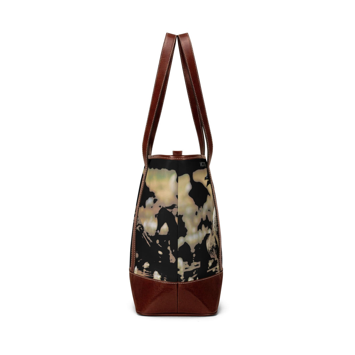 Vintage Noir Floral Tote Bag — Chic Leather-Trimmed Everyday Handbag