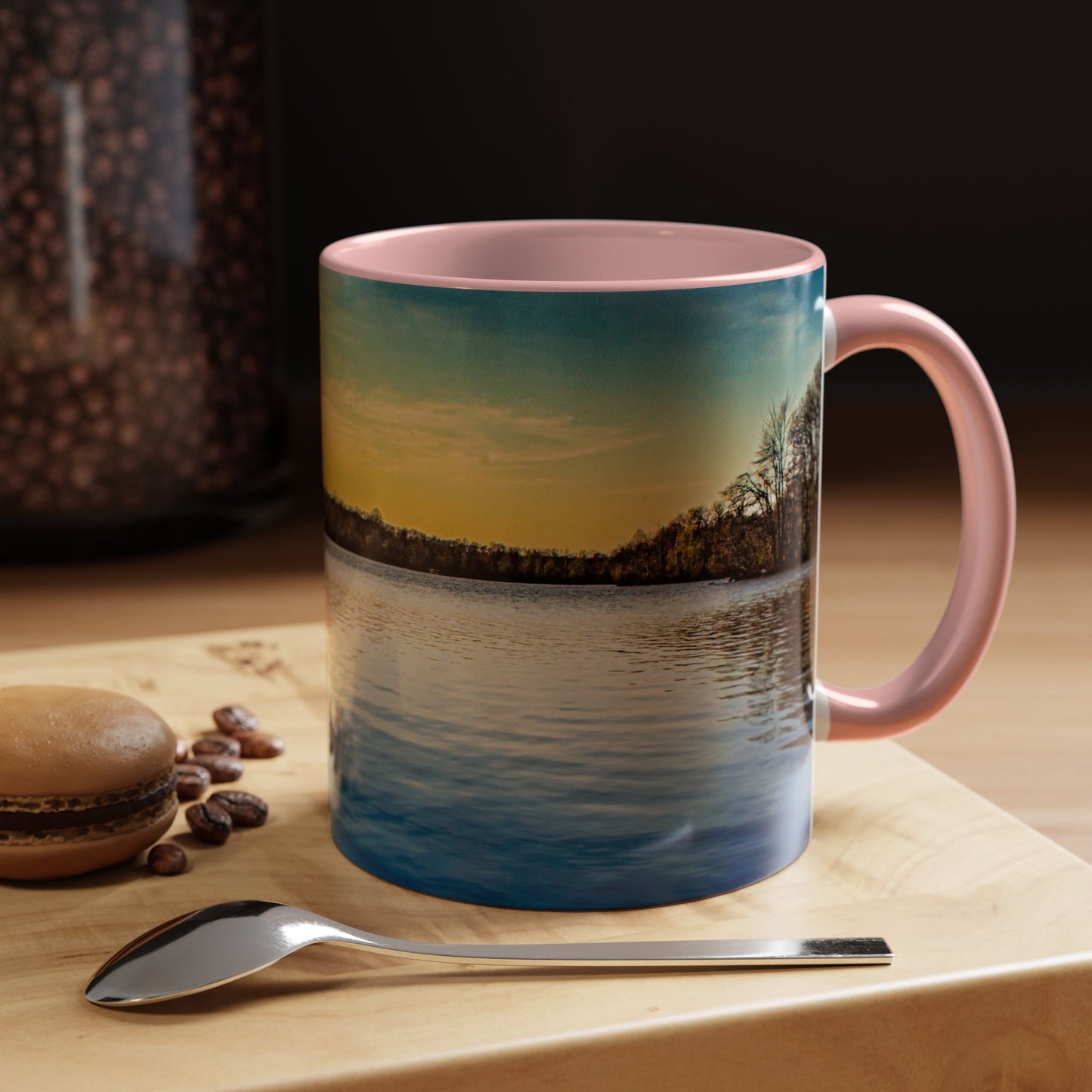 Two Tones, 11oz Ceramic Coffe Mug with Elegant High-Res, Full Color Natural Landscape Image.