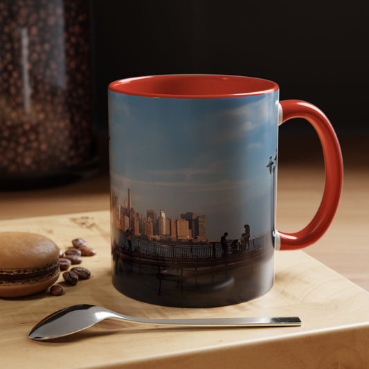 Two Tone Ceramic 11oz. Mug, Printed with a High-Res Image of  New  York City View.