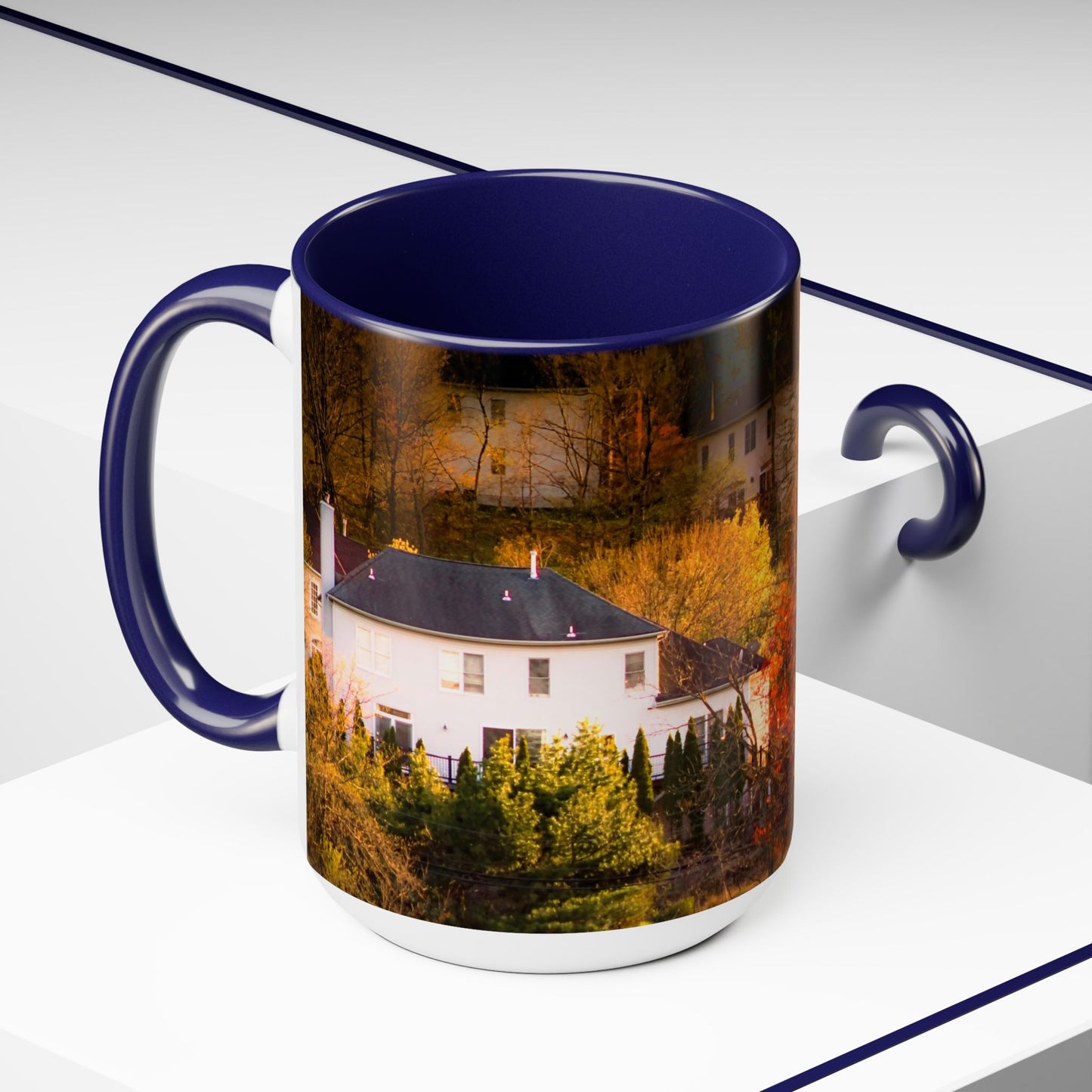 Two Tones, 15oz Ceramic Coffe Mug with Elegant High-Res, Full Color Natural Landscape Image.