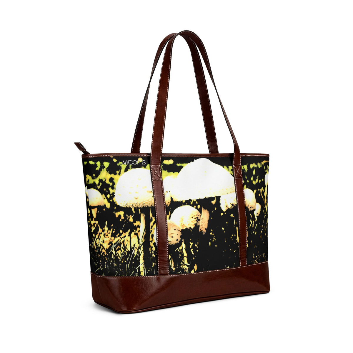 Mushroom Field Tote Bag — Whimsical Nature Handbag with Vintage Glow