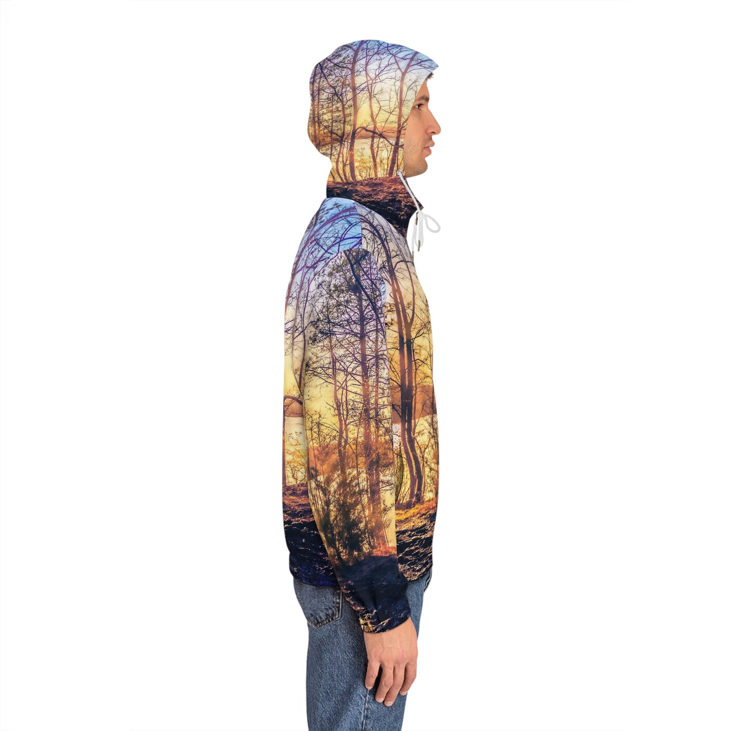 Sunset Forest Zip Hoodie — Nature Scenery Full-Zip Hoodie