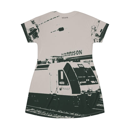 Train at Harrison Station Dress – B&W Commuter Edition
