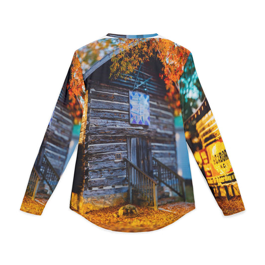 Rustic Autumn Cabin Long Sleeve Shirt — Men's UV Protection AOP