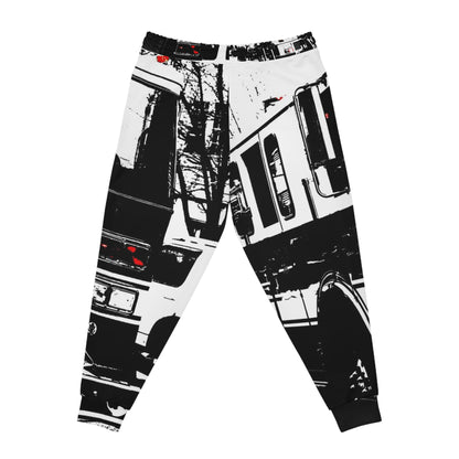 Fire Truck Joggers — Retro Black & White Streetwear