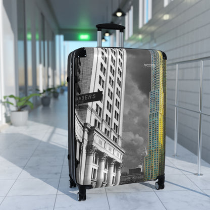 Cityscape Carry-On Suitcase — Black & Yellow Urban Travel Luggage