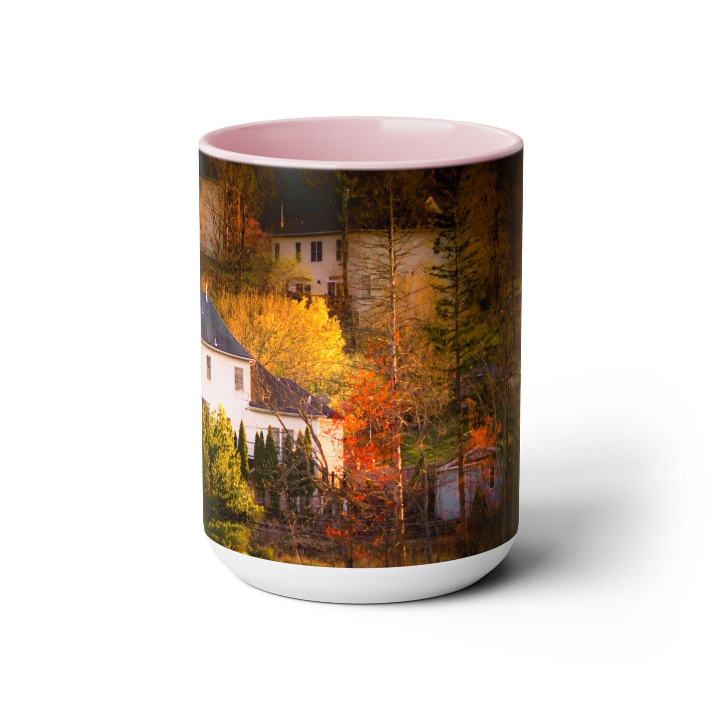 Two Tones, 15oz Ceramic Coffe Mug with Elegant High-Res, Full Color Natural Landscape Image.