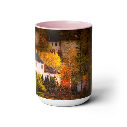 Two Tones, 15oz Ceramic Coffe Mug with Elegant High-Res, Full Color Natural Landscape Image.