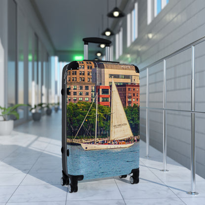 Sailboat Harbor Carry-On Suitcase — Nautical Travel Luggage with City Marina Print