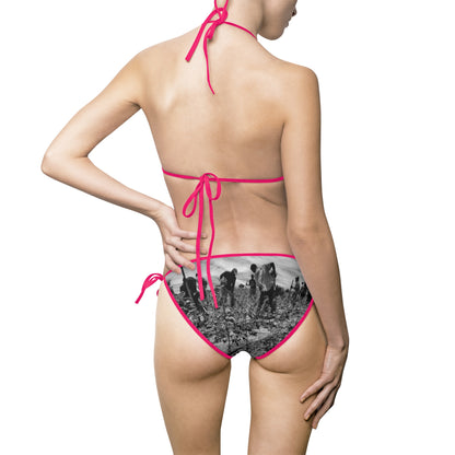 Farmers Plowing the Land Women's Bikini Swimsuit — Agricultural Print Beachwear
