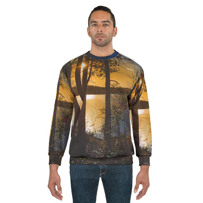 Sunset Lake Scenic Sweatshirt — Forest Silhouette