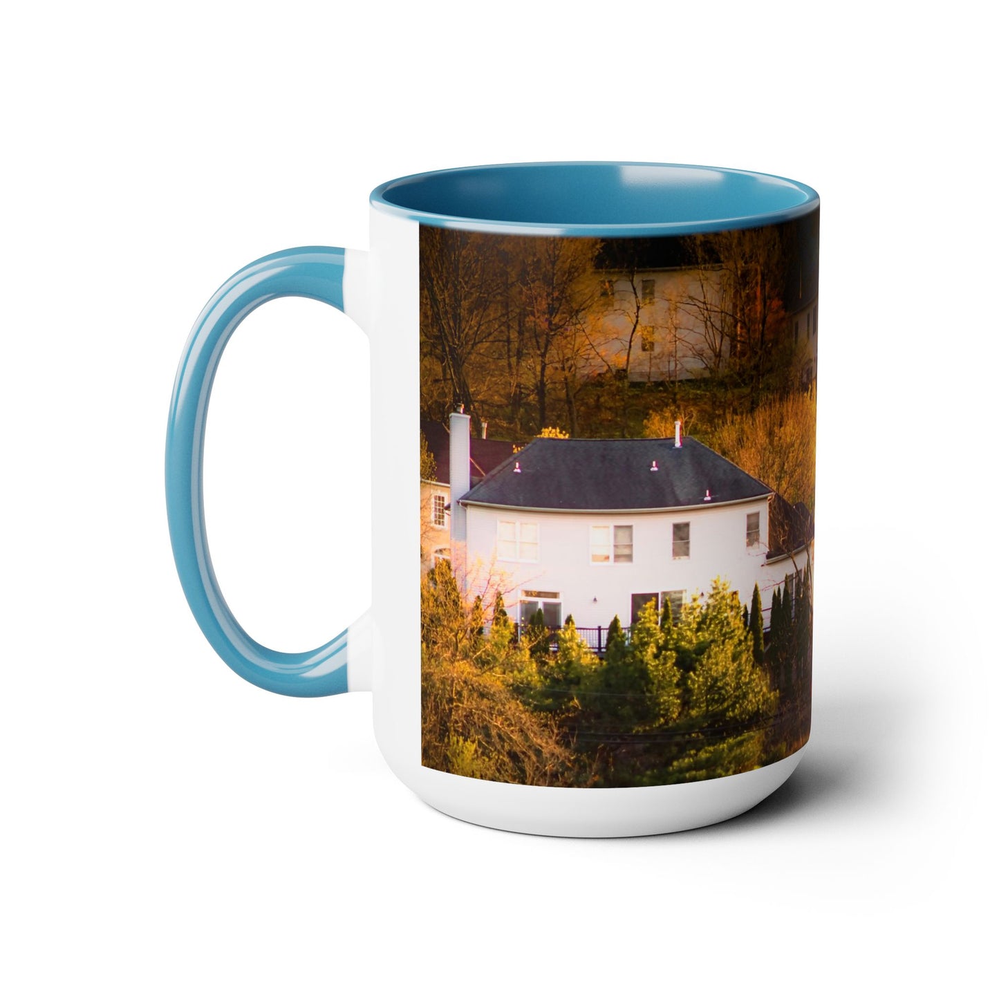 Two Tones, 15oz Ceramic Coffe Mug with Elegant High-Res, Full Color Natural Landscape Image.