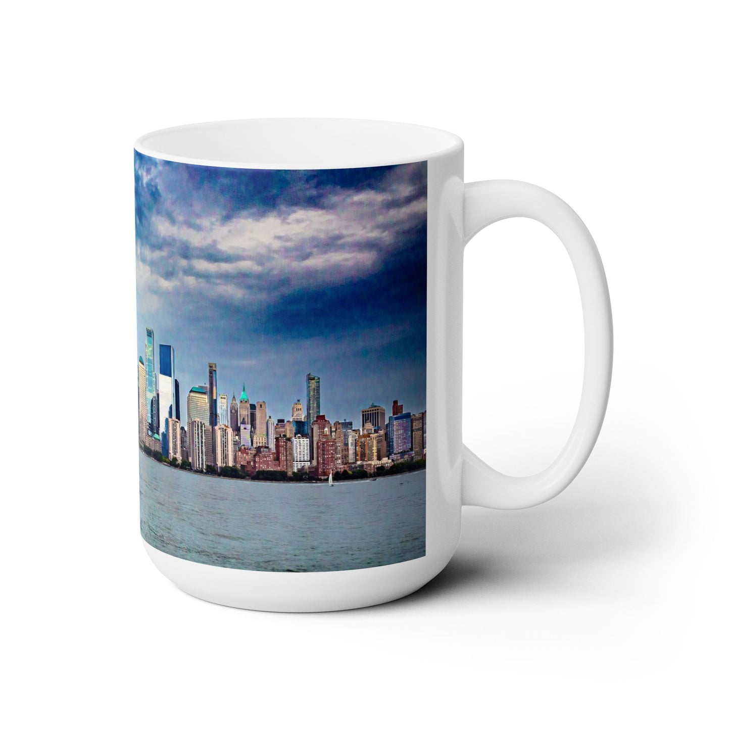 White15oz Ceramic Coffe Mug, Printed with a High-Res Elegant New York Sky Line Image