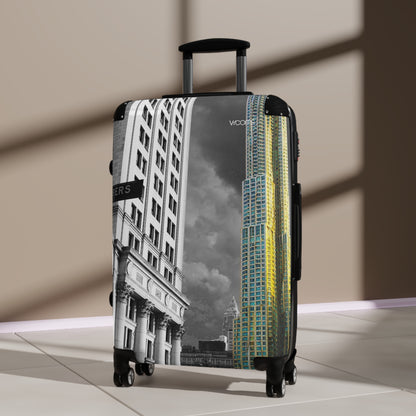 Cityscape Carry-On Suitcase — Black & Yellow Urban Travel Luggage