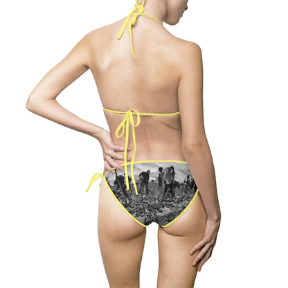 Farmers Plowing the Land Women's Bikini Swimsuit — Agricultural Print Beachwear