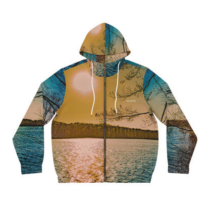 Scenic Lake Sunset Full‑Zip Hoodie