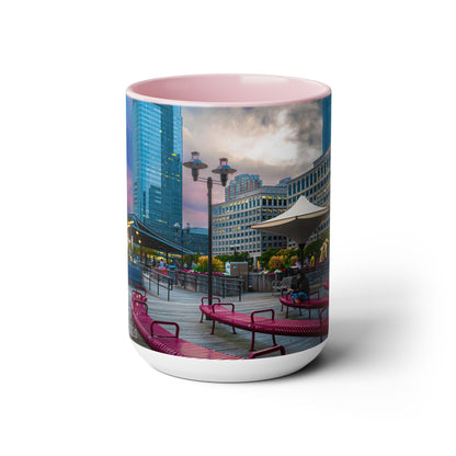 Two Tone 15oz Ceramic Coffe Mug.