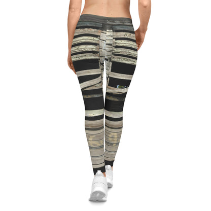 Rustic Weathered Wood Window Leggings — Distressed Barnboard Yoga Pants
