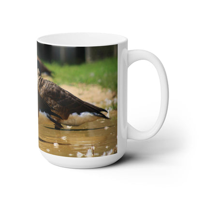 Elegant 15oz Ceramic Coffee Mug with beautiful image of wild ducks.