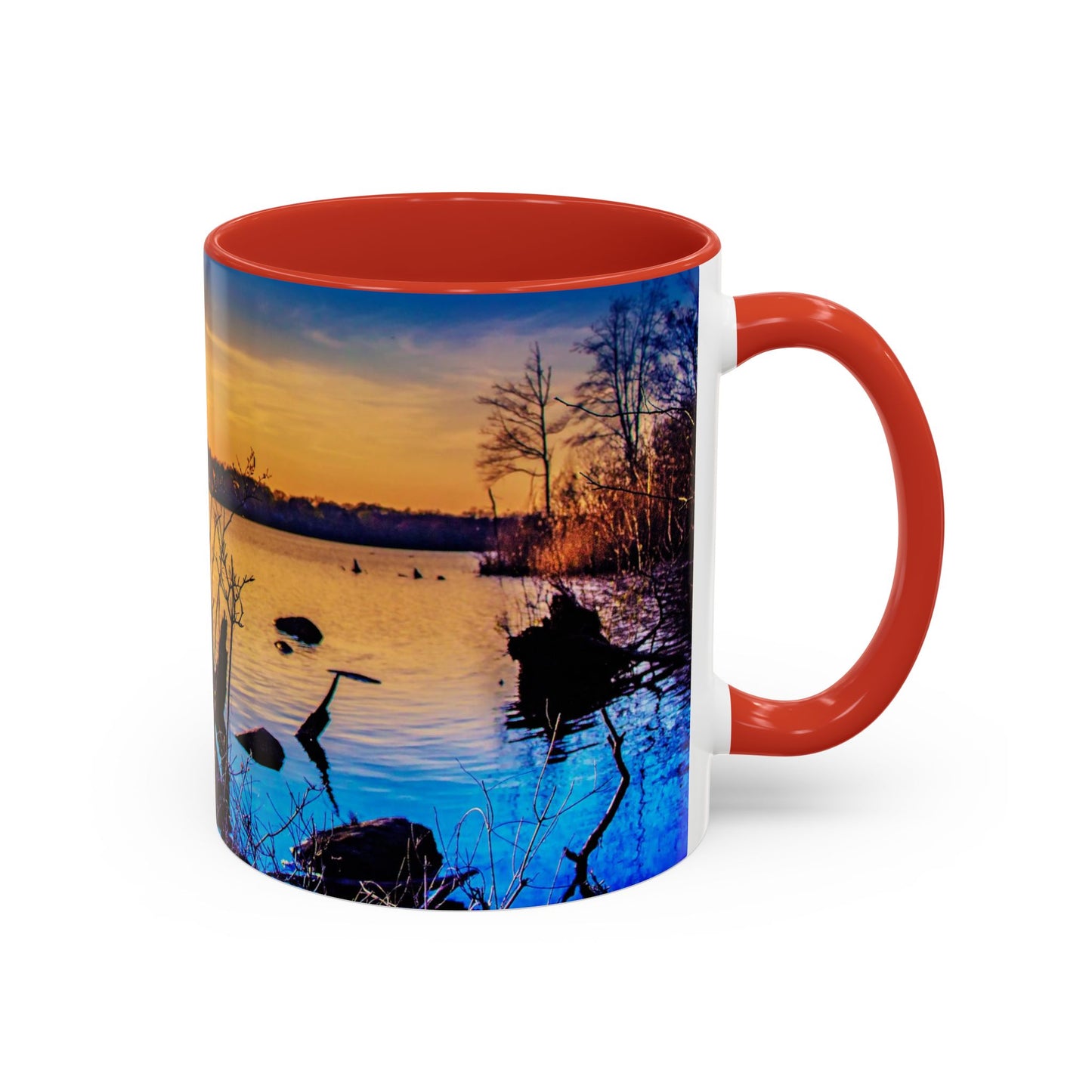Two Tones, 11oz Accent, Ceramic Coffe Mug with Elegant High-Res, Full Color Natural Landscape Image.