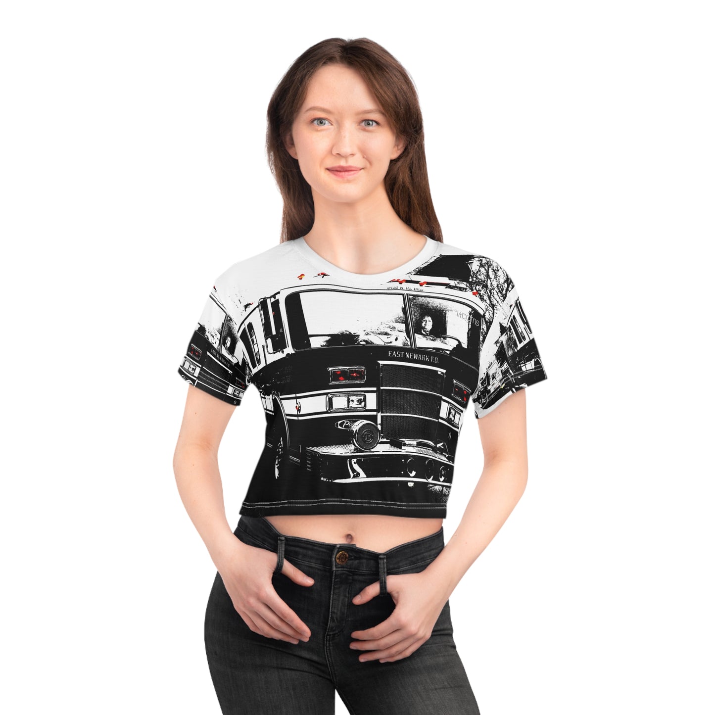 Vintage Firetruck Graphic Crop Tee