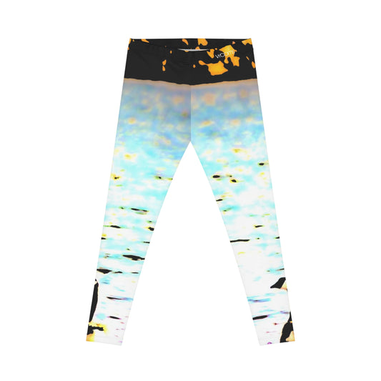 Duck At a Lake Women's Leggings — Aqua Blue Coastal