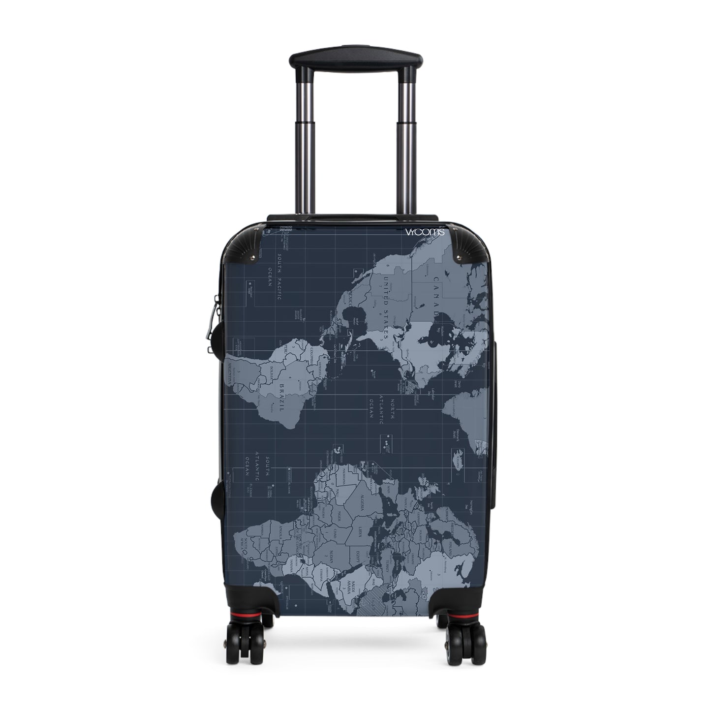 World Map Carry-On Suitcase - Vintage Navy Travel Luggage