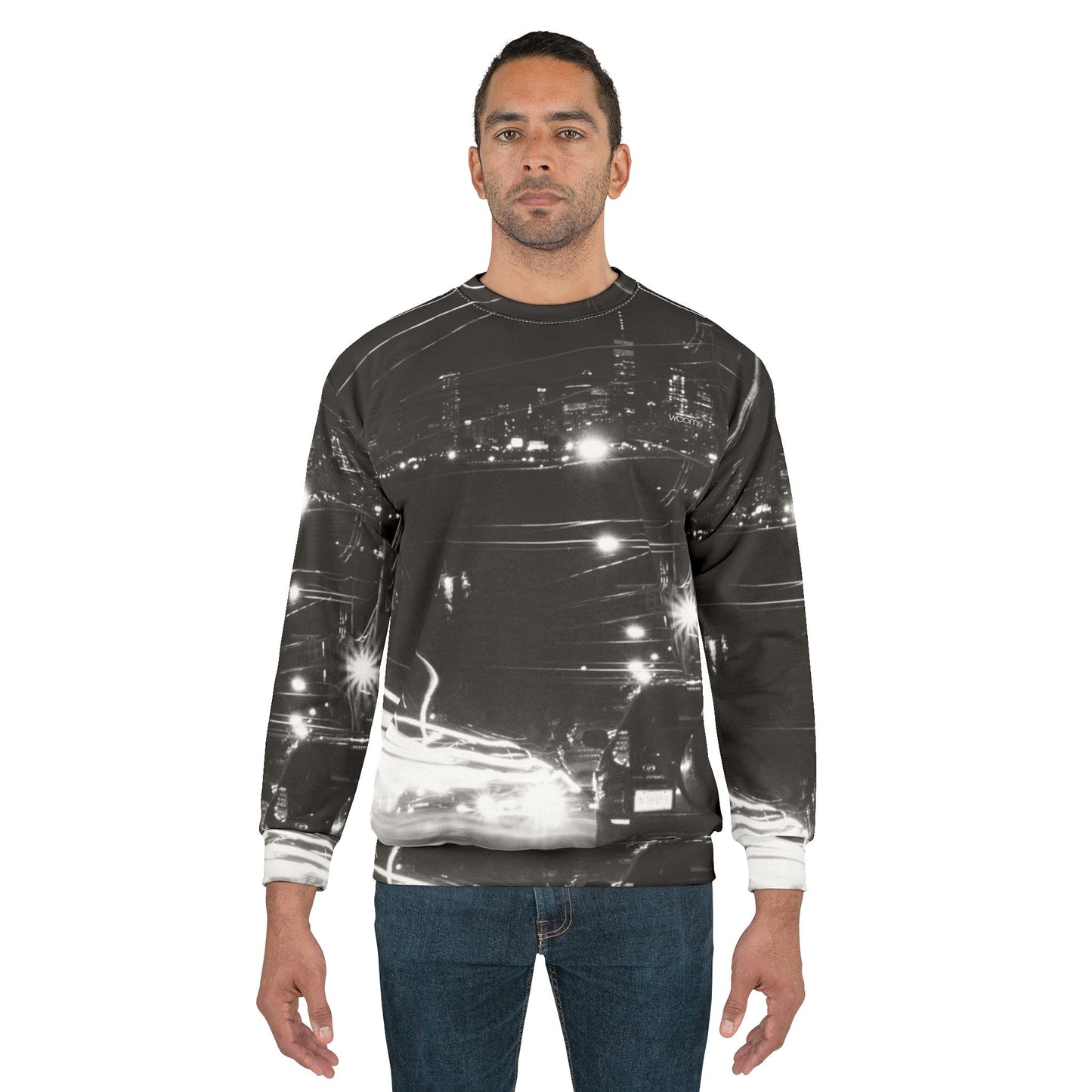 City Night Drive Sweatshirt — Black & White Urban Night Vibe