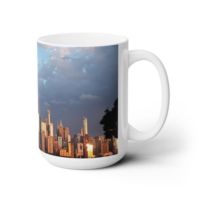 Elegant 15oz Ceramic Coffee Mug printed with a beautiful image of the New York Skyline.