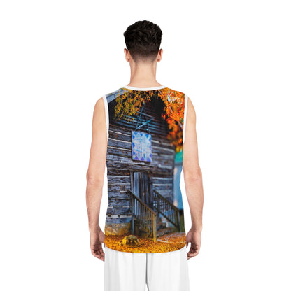 Rustic Barn Photo Basketball Jersey – Autumn Country Cabin