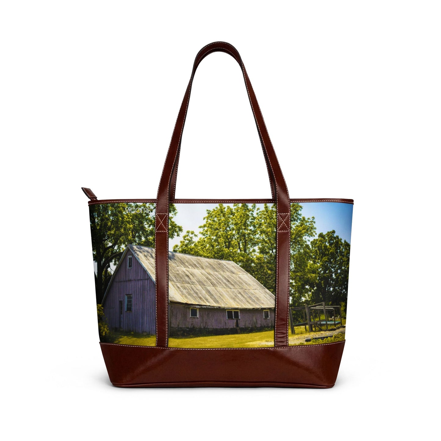 Barn Landscape Tote Bag — Rustic Farmhouse Handbag with Country Barn Photo