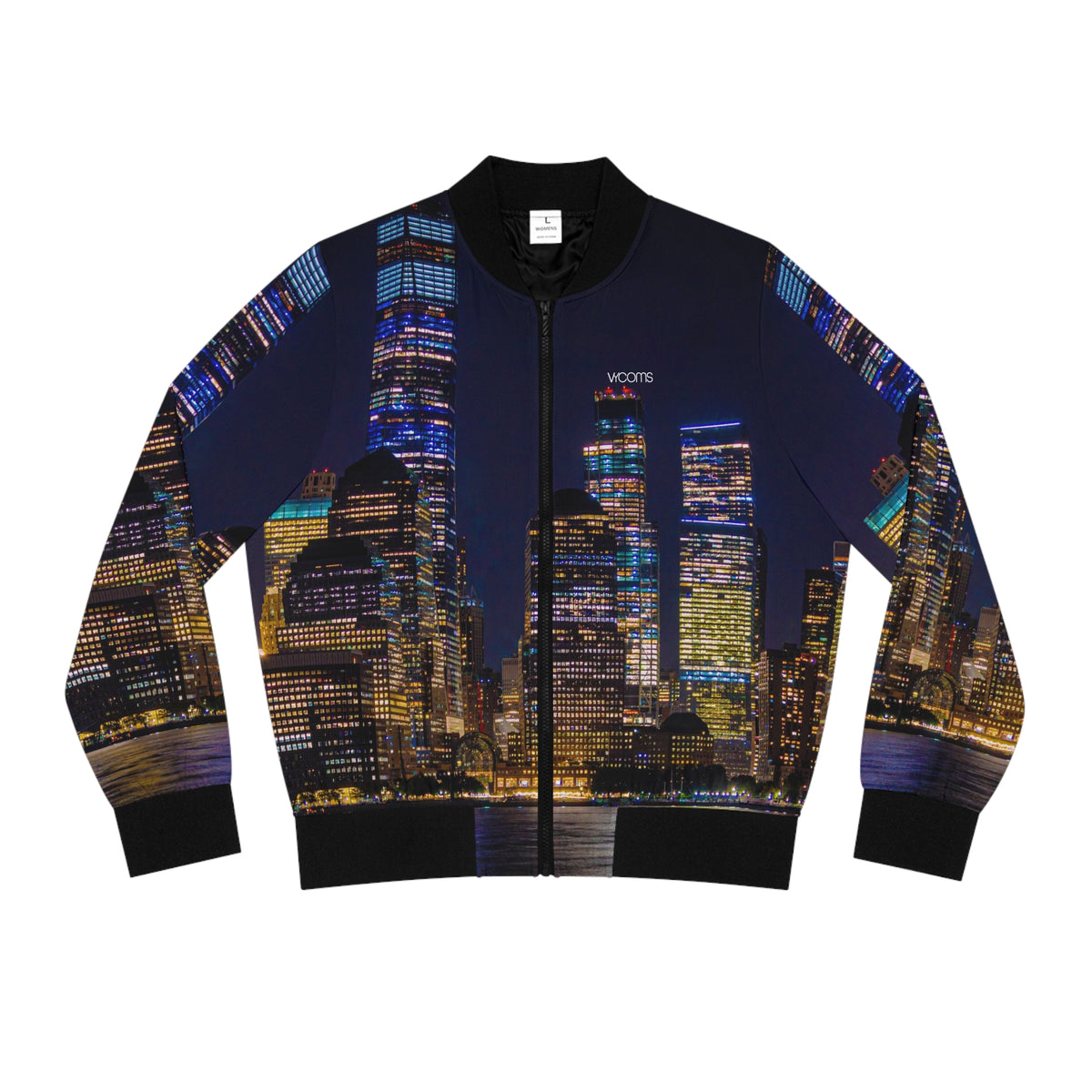 Women's Bomber Jacket - Manhattan Skyline Nocturne