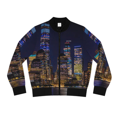 Women's Bomber Jacket - Manhattan Skyline Nocturne