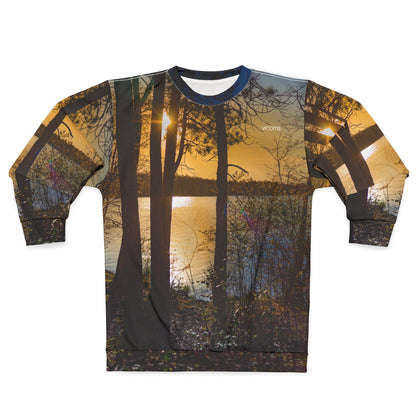 Sunset Lake Scenic Sweatshirt — Forest Silhouette