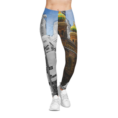 New York Cityscape Leggings — Vintage Cathedral & Urban Image Leggings