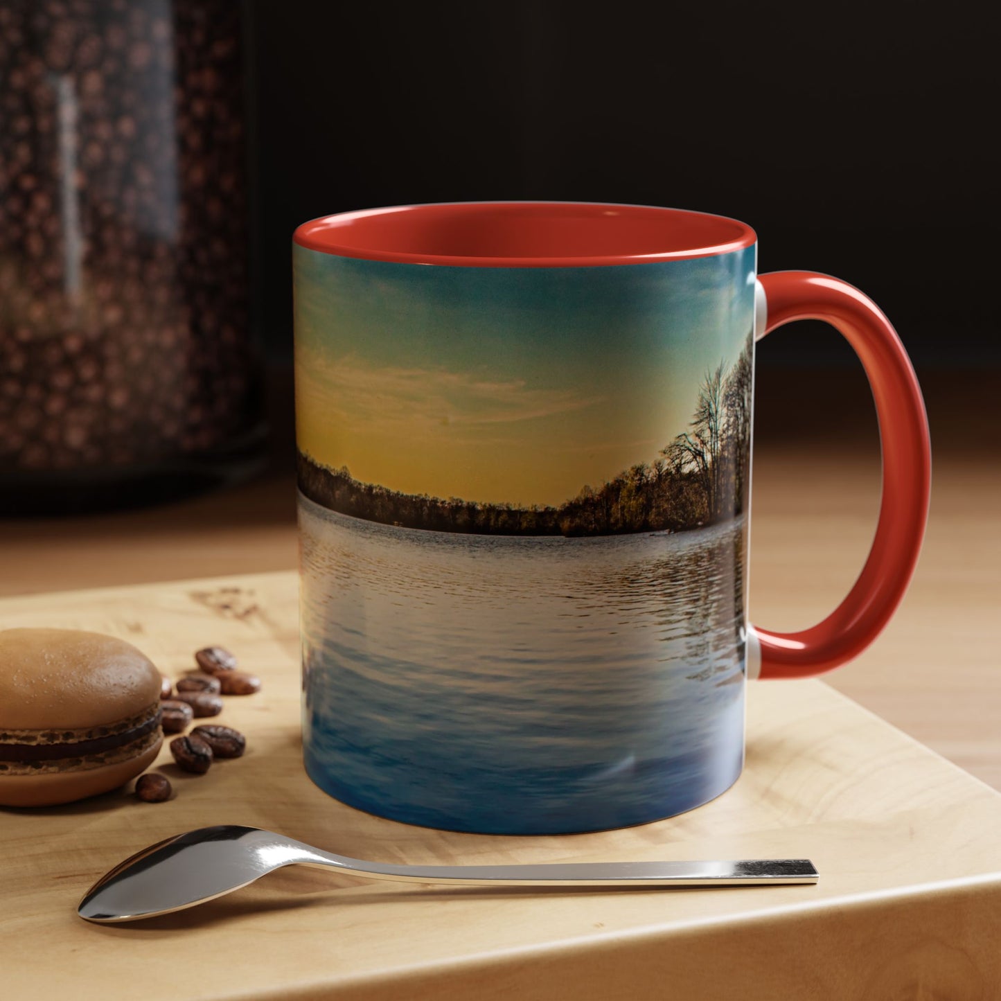 Two Tones, 11oz Ceramic Coffe Mug with Elegant High-Res, Full Color Natural Landscape Image.