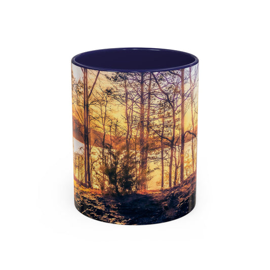 Two Tones, 11oz Ceramic Coffe Mug with Elegant High-Res, Full Color Natural Landscape Image.