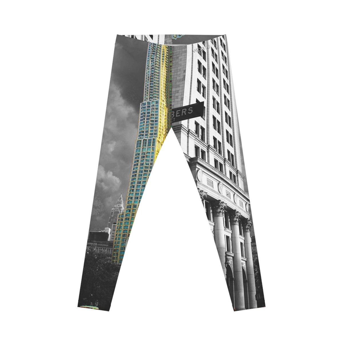 Leggings para mujer con paisaje urbano de Nueva York: rascacielos monocromático