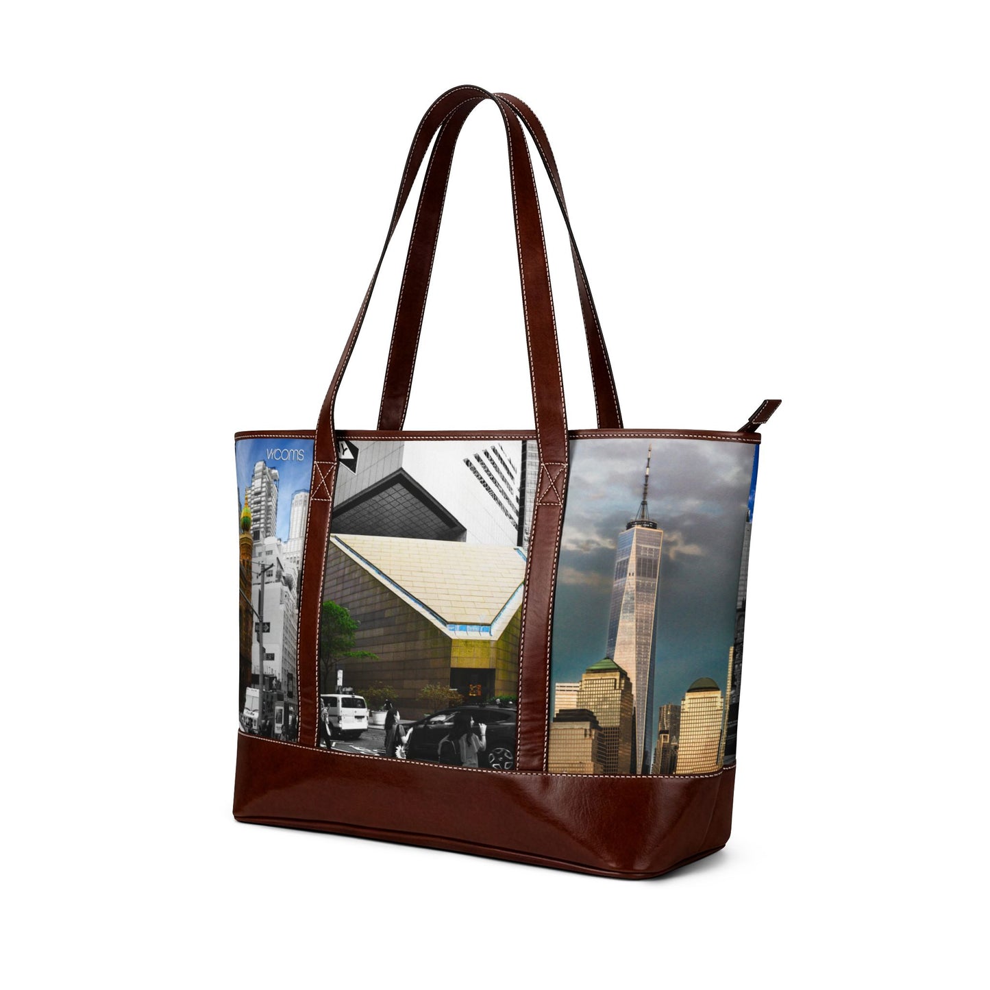 NYC Cityscape Tote Handbag — New York Skyline Patchwork Shoulder Bag