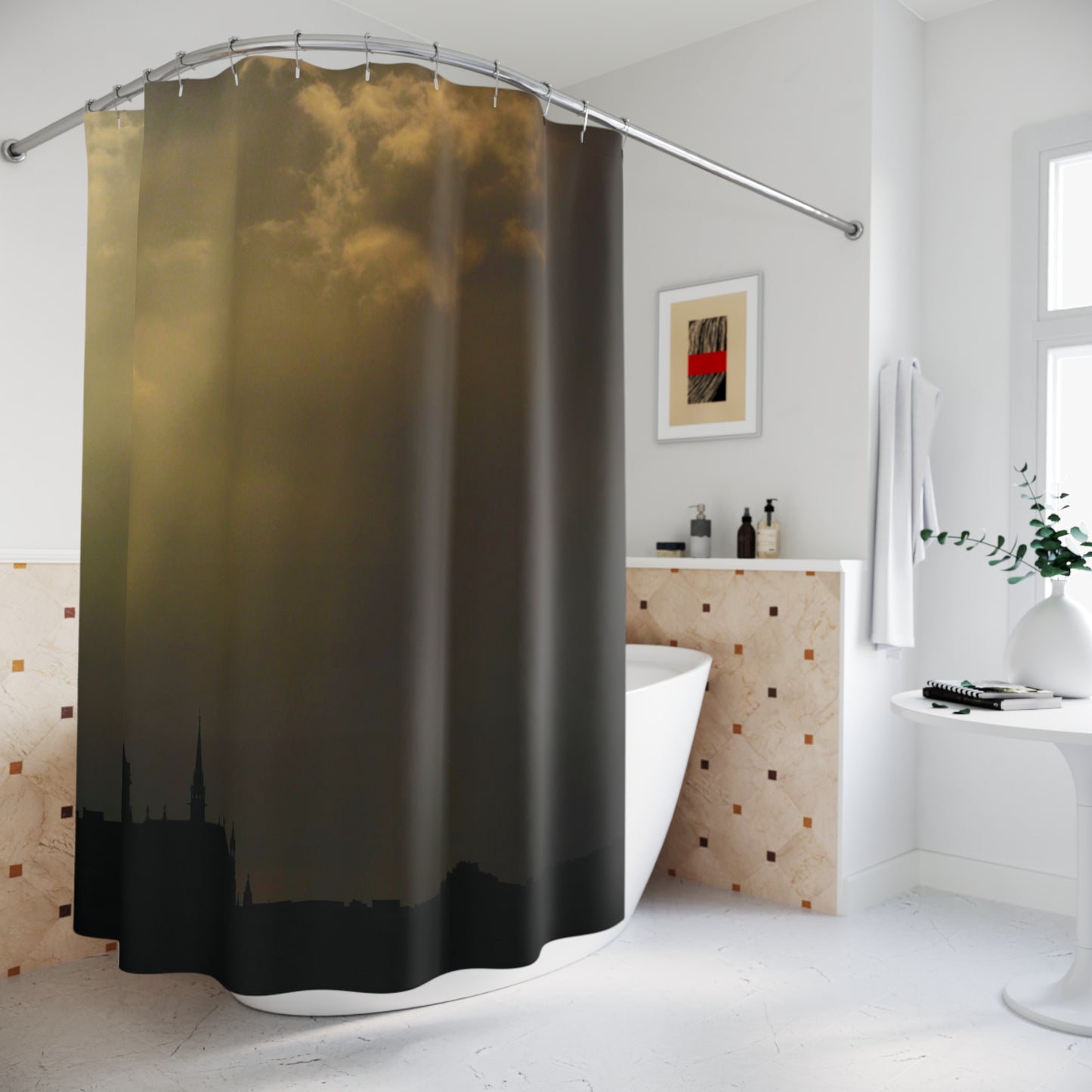Shower Curtain Printed With Exclusive, High-Res, Full Color Beautiful Image.