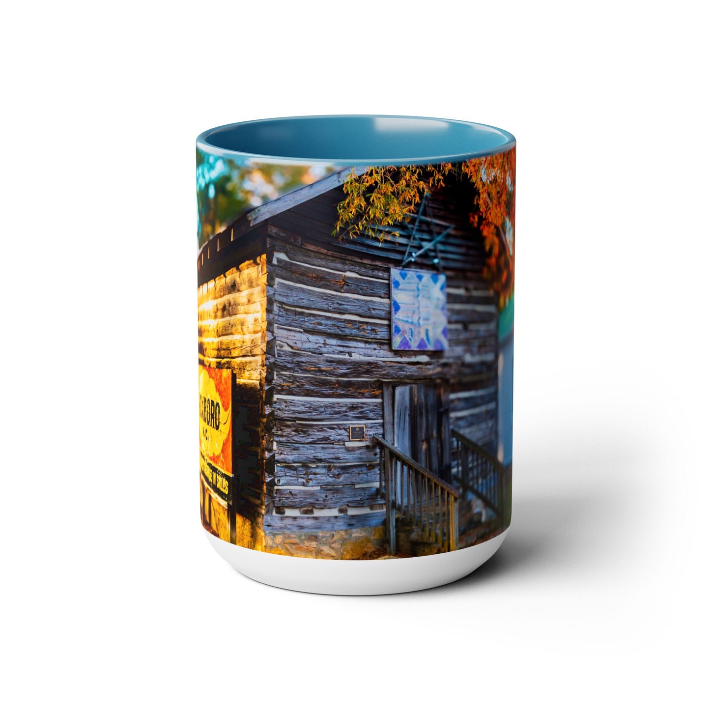 Two Tone Ceramic, 15oz Coffee Mug, Printed with a High-Res Beautiful Roxboro, NC Country Landscape.