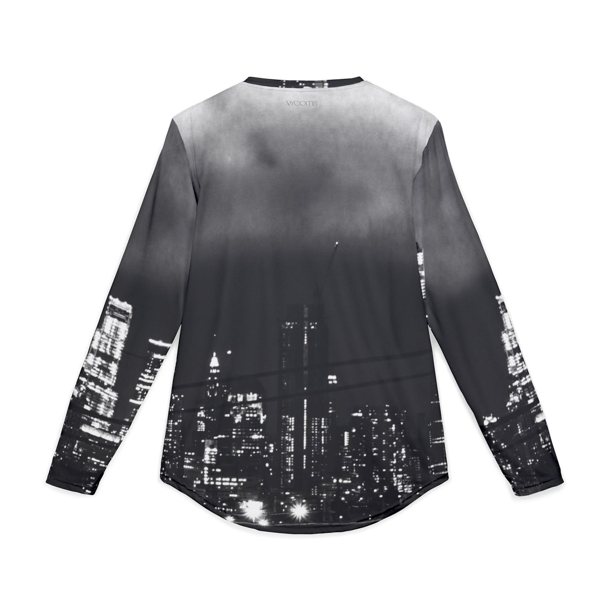 Men’s Long Sleeve Shirt – Black and White New York Night City Skyline