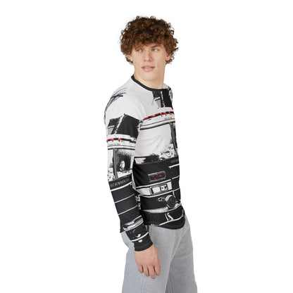 Fire Truck Black & White Long Sleeve Shirt — Men's UV Protection