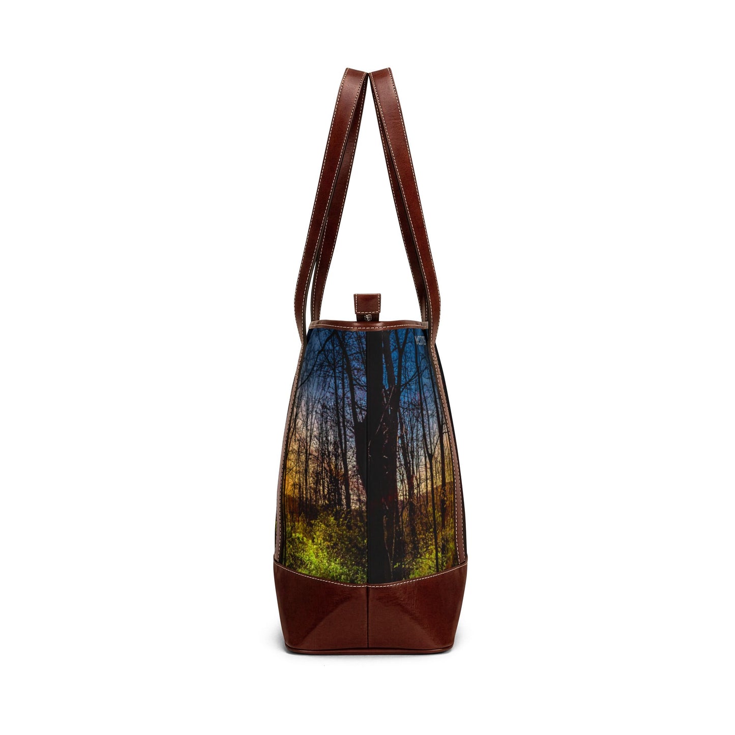 Sunlit Forest Handbag – Scenic Nature Tote Bag with Sunrise Trees Print